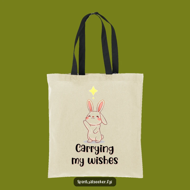 Funny Hopeful Rabbit Tote Bag: Glowing Constellation Dream Carrier