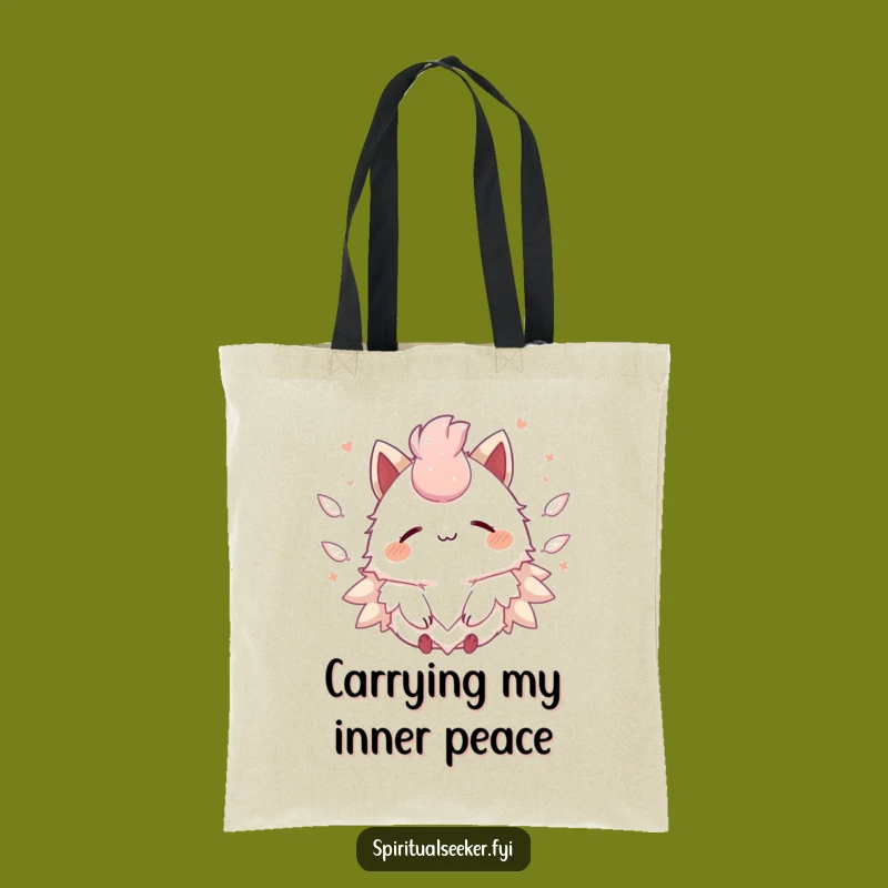 Funny Kawaii Peace Tote Bag: Feather Style, Ideal Funny Gift for Everyday Calm
