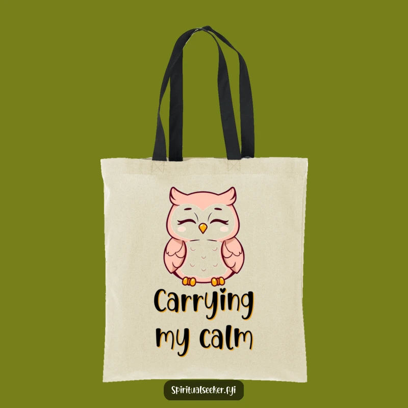 Funny Meditating Owl Tote Bag: Peaceful Smile Eco-Friendly Character Bag