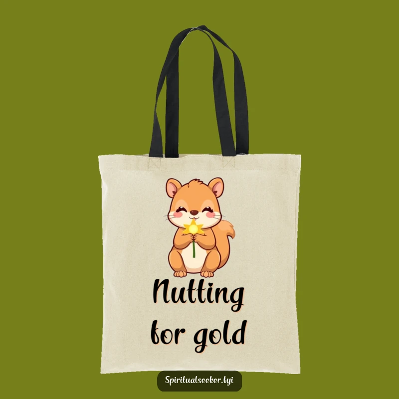 Funny Squirrel Golden Ray Tote Bag: Carry Sunshine and Humor Everywhere
